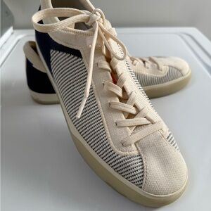 Cream and Navy Striped Sneakers